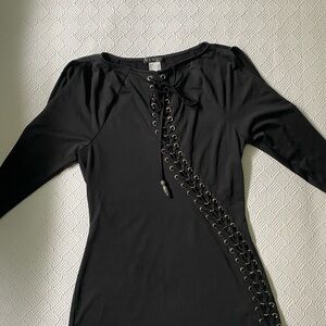 VENUS Black Lace-Up Dress